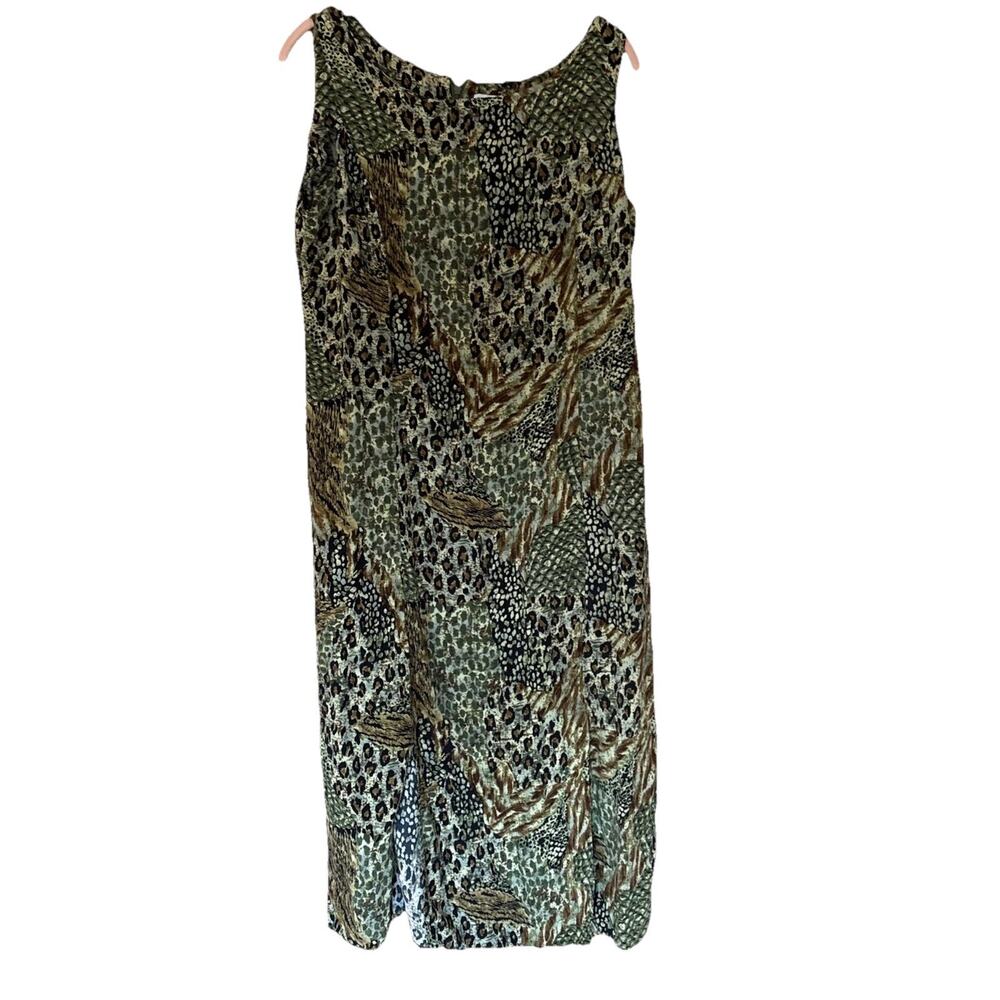R&K Originals Dress 14P Mixed Animal Print Maxi Vintage